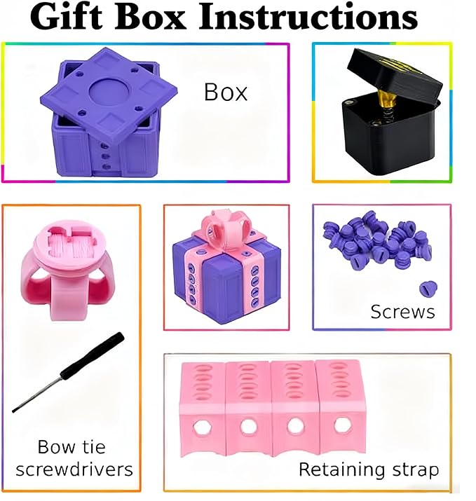 Gotcha Box The Annoying Present,Annoying Gift Box with 3D Printed Screws & Pop Up Finger Surprise,Perfect for Birthdays,Office & Halloween,White Elephant Gifts