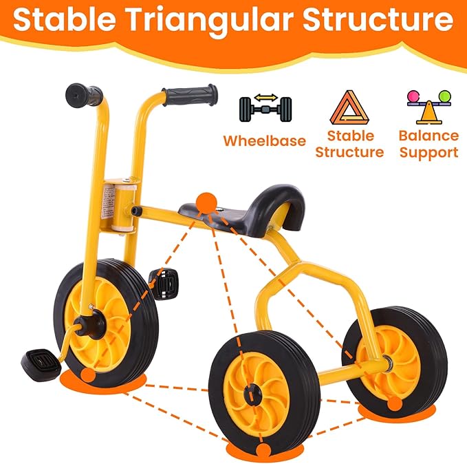 Kids Tricycle for Rider Age 2+, Big Wheel Trike with Rubber Wheels, Preschool Daycare Tricycle Bike, Birthday Toys Gift for Boys and Girls