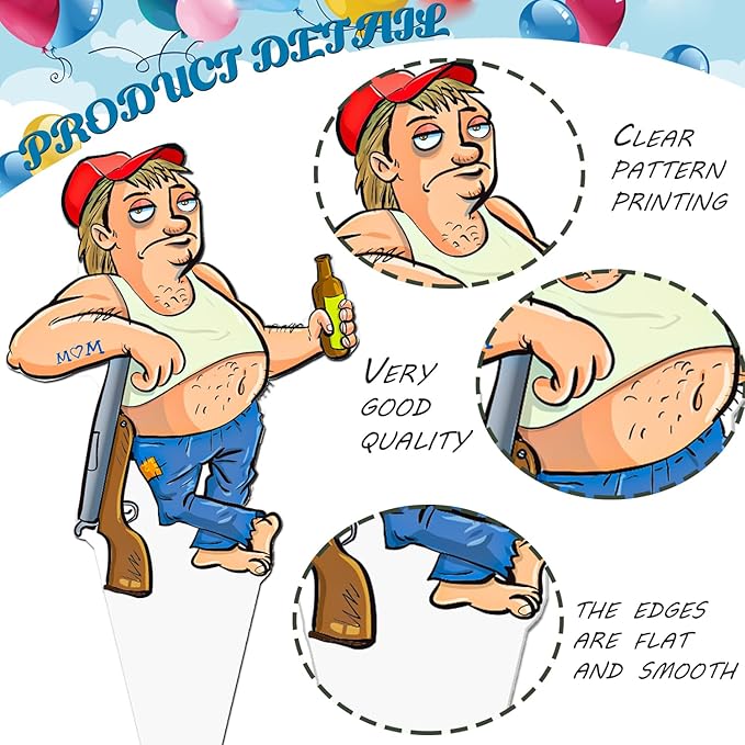 Hillbilly Cupcake Toppers Trailer Trash Party Decorations Trailer Trash Cake Decorations Southern Mullet Man Cupcake Picks for Funny Chunky Dunk Party Supplies