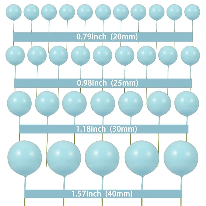 Gyufise 30Pcs Balls Cake Topper DIY Cake Insert Toppers Ball Cake Picks Cupcake Topper for Birthday Party Baby Shower Wedding Cake Decoration Blue