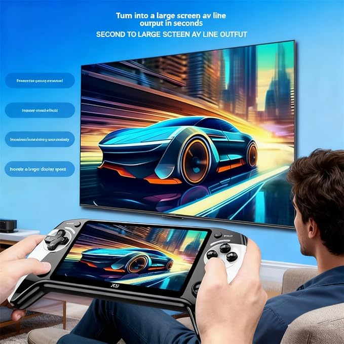 X9 Handheld Game Console, X9 Portable Console with 5.5-Inch HD IPS Screen, 20000+ Built-in Games Portable Retro Game Console Supports Connection to TV Output, for Boys (1pc)