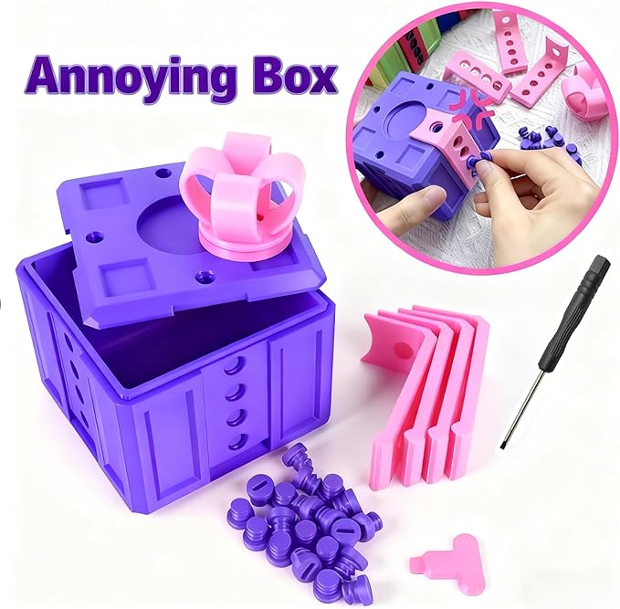 Gotcha Box The Annoying Present,Annoying Gift Box with 3D Printed Screws & Pop Up Finger Surprise,Perfect for Birthdays,Office & Halloween,White Elephant Gifts