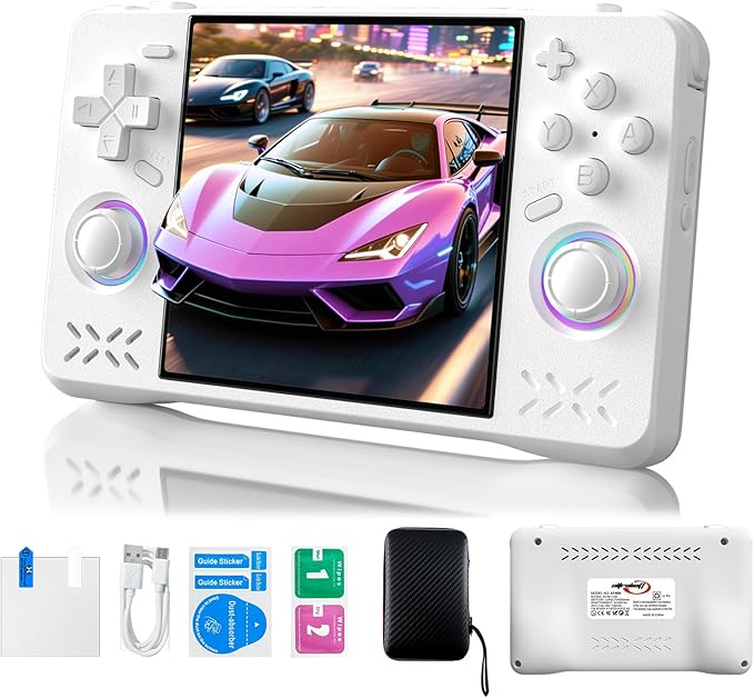Ultrabatt XF40H Retro Handheld Game Console, 4.0 inch HD Screen, Linux 64-bit System, 18000+ Classic Games, WiFi Multiplayer-Pocket Video Gaming(White)