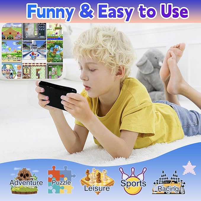Handheld Game Console for Kids 3.5" IPS Large Screen Rechargeable,Preloaded 216 Video Games ,Arcade Electronic Toy Birthday Xmas Present for Girls -RoseGreen