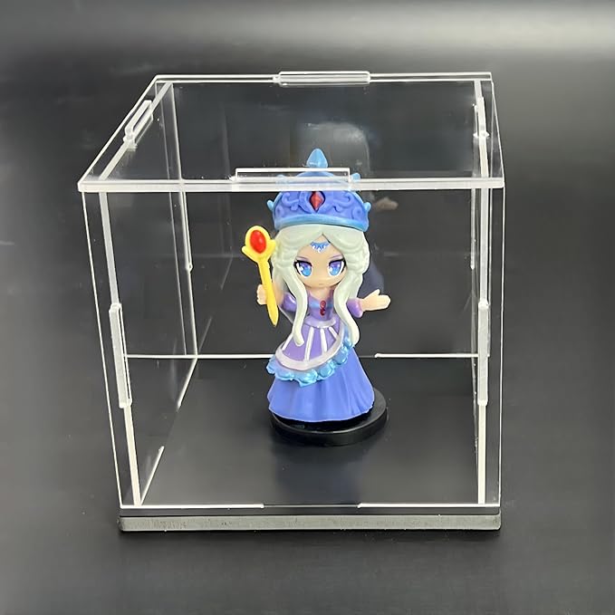 Clear Acrylic Display Case, Assemble Cube Display Box Stand with Black Base, Dustproof Protection Showcase for Collectibles Memorabilia Figurines (6x6x6 inch; 15x15x15cm)