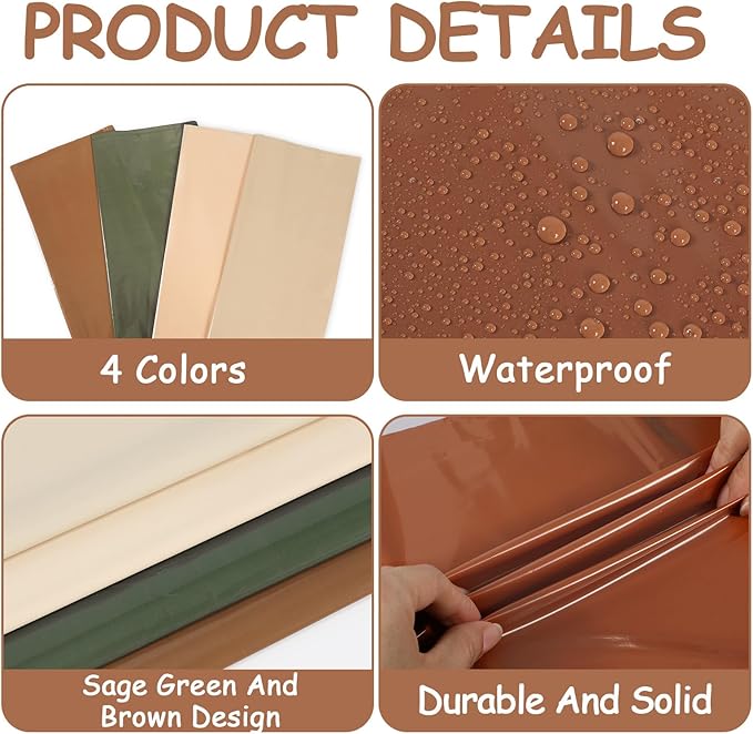 CHUNNIN 4Pcs Woodland Party Decorations Sage Green and Brown Tablecloth Party Supplies Forest Animal Plastic Table Cover Disposable for Birthday Baby Shower Party Favor