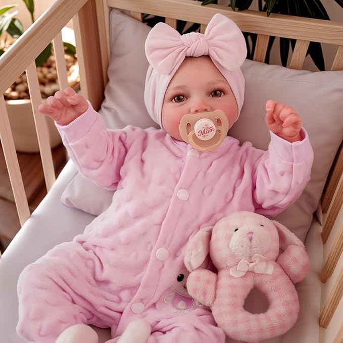 BABESIDE Drink and Wet Reborn Baby Dolls Girl – 17 Inch Lifelike Handmade Soft Vinyl Baby Doll, Can Drink & Pee, Real Life Baby Doll with Accessories, Gift for Girls Age 3+ Pretend Play & Collection