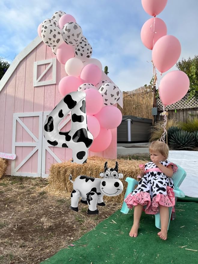 3D Cow Balloon for Western Cowboy Party Decorations,Cute Self Standing Cow Balloons for Western Cowgirl Theme Birthday Party Favor Supplies Decor
