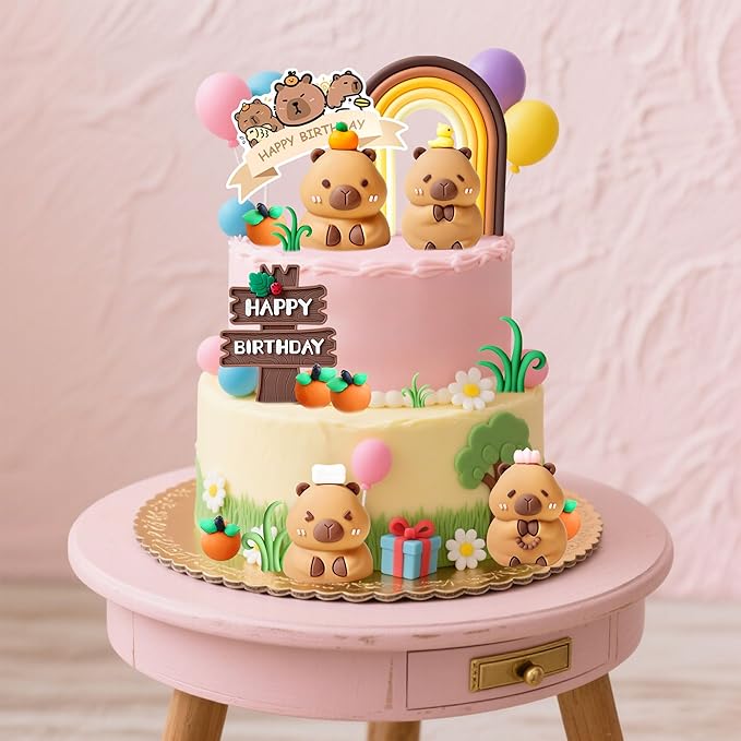 Capybara Cake Toppers Mini Blowfish Party Supplies for Capybara Birthday Party Supplies Shower Favors