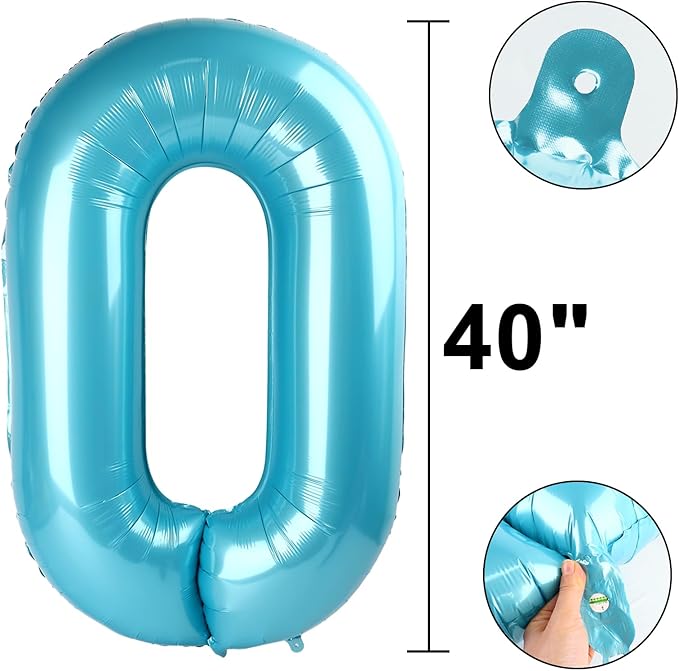 40 Inch Light Blue Number 30 Digital Balloon,Jumbo Mylar Foil Helium Balloon for 30 Balloons for Birthday Party,Wedding Anniversary Party Decorations