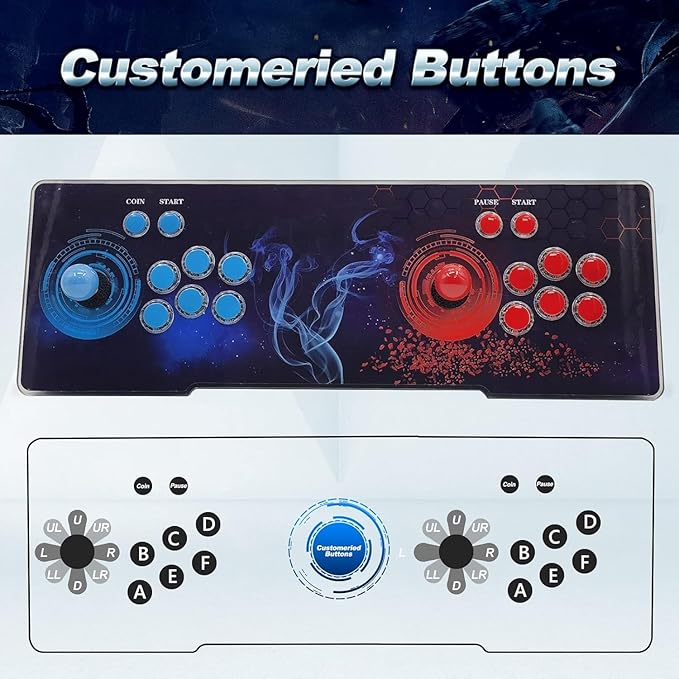 【32000 Games in 1】 Pandora's Box Arcade Game Console, 3D Pandora Box Support PC & Projector & TV, 2-4 Players, 1280X720 Full HD, 3D, Search/Hide/Save/Load/Pause Games, Favorite List