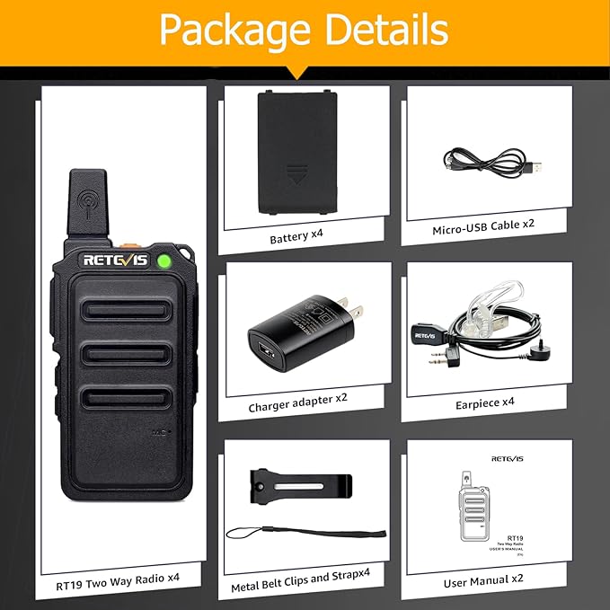 Retevis RT388 Kids Walkie Talkies Bundle with RT19 Walkie Talkie Earpiece with Mic