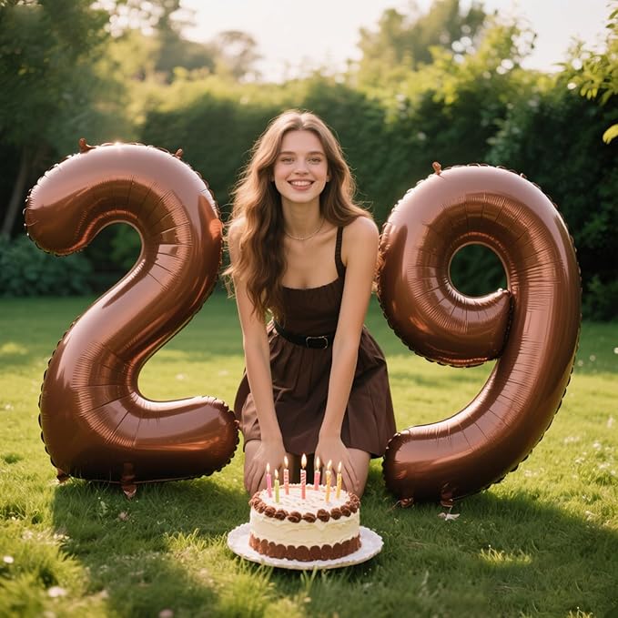 40 Inch Dark Brown Balloon Number 29,Chocolate Jumbo Mylar Foil Helium Balloon for 29th Digital Balloons for Birthday Party,Wedding Anniversary Party Decorations