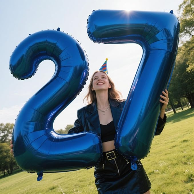 40 Inch Number Blue 7 Balloon,Large Dark Blue Foil Number Balloons 7 17 27 70 for Boys Girls Men Women Digit 7 Balloons Birthday Anniversary Events Party Decorations Supplies