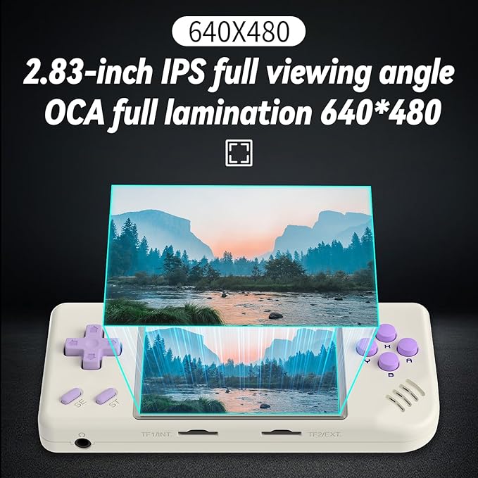 RG28XX Retro Handheld Game with Linux System, 2.83 Inch IPS Screen Built-in 64G TF Card 5516 Games Support Multimedia Application and TV Output(Beige White)