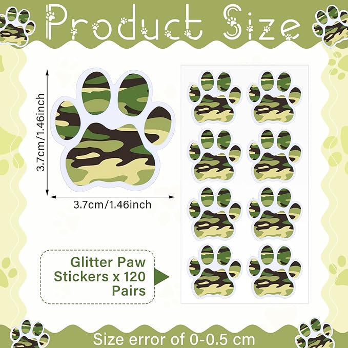 120 Pairs Forest Camouflage Eye Black Bulk Tiger Paw Football Stickers Sport Glitter Eyeblack Sticker Team Spirit Accessories for University College Game Day Sport Fan Themed Party Supply