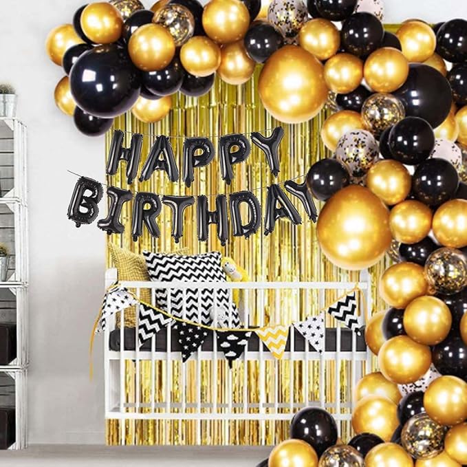 16 Inch Black Happy Birthday Aluminum Foil Letters Balloons Birthday Balloons Banner Sign For Men Women Kids Birthday Party Decorations Supplies
