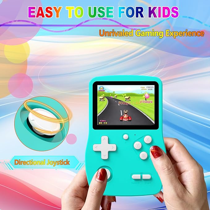 32 Bit Handheld Game for Kids Preloaded 139 Retro Video Games, 3.0'' IPS Screen and Rechargeable Battery Portable Gaming System, Mini Travel Electronic Toy Gifts for Boys Girls (Cyan)