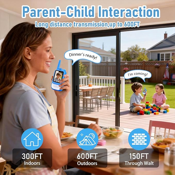 Lapare Video Walkie Talkies for Kids, 2 Pack Rechargeable Walkie Talkies with HD Color Screen, Real-time Video, Outdoor Camping Toys & Birthday Gifts for Boys Age 3-8