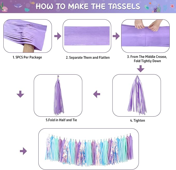 Mermaid Birthday Party Decorations Supplies Banner Tassel Garland Bubble Garland Hanging Jelly Fish Paper Lanterns Balloons Cake Topper Mermaid Happy Birthday Decorations for Women