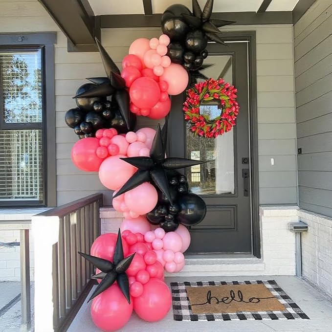 Pink and Black Balloons, 60PCS 12 Inch Hot Pink and Black Balloon Rose Gold Confetti Balloons for Hot Girls Women Birthday Party Baby Bridal Shower Party Decorations