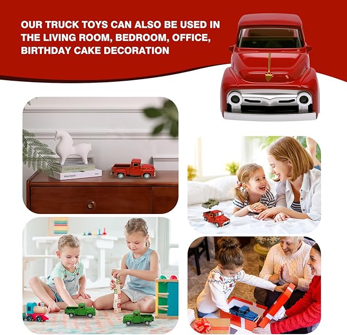 Little Red Truck Toy for Toddlers 2 3 4 5 6 7 8 Year Old Boys Girls,1:32 Alloy Toddlers Car Toy Driveable,Car Door Can Open,Toy Trucks for Kids Easter Christmas Birthday Gifts