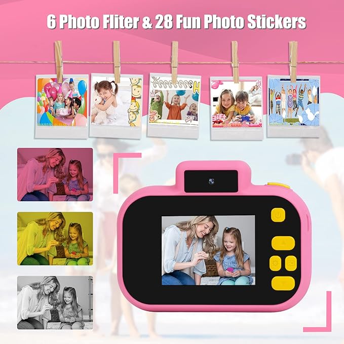 Kids Camera, Toddler Selfie Digital Pink Camera Birthday Toys Gift for Girls Age 3-9, Portable Kids HD Digital Video Recorder with 32G SD Card, Toys for 3 4 5 6 7 8 9 Year Old Kids