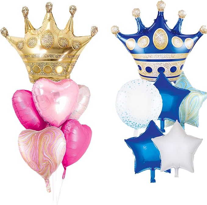 Pink And Blue Crown Balloons Set For Boy or Girl Baby Shower Gender Reveal Pary Decorations