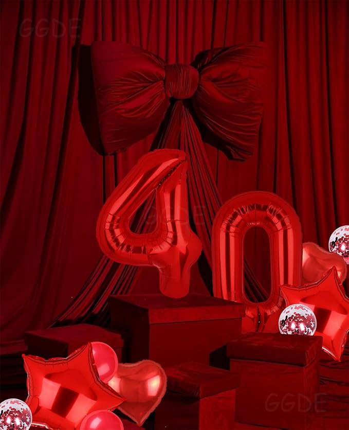 40 Inch Red Number Balloons 40 Mylar Foil Helium Digital Balloon Anniversary Event Celebration 40th Birthday Party Decor Supplies 10 Pcs