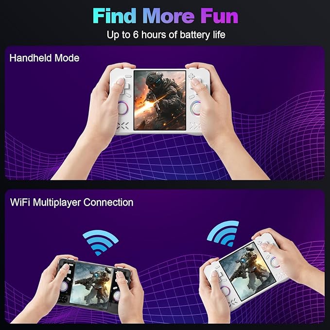 Ultrabatt XF40H Retro Handheld Game Console, 4.0 inch HD Screen, Linux 64-bit System, 18000+ Classic Games, WiFi Multiplayer-Pocket Video Gaming(White)
