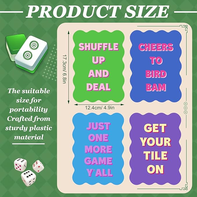 Soulchen 4 Pcs Mahjong Tile Mixer Shufflers for Mixing and Shuffling Tiles Plastic Mahjong Accessories Gifts for Lovers Games Decorative Printed Design (Blue & Green & Purple Style)