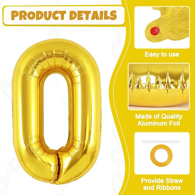 24 Giant Gold Chain Balloons, 16 Inch Foil Balloons for 80s 90s Party Decorations Birthdays Weddings Graduations Hip Hop Retro Theme Party Supplies