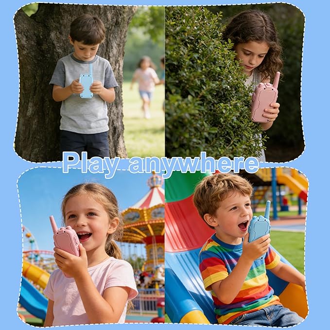 Rechargeable Kids Walkie Talkies 2 Pack, 1000 Feet Range with Video Screen & Voice Changer, Birthday Gift Toy for 3-12 Year Olds, for Indoor Play Camping Hiking