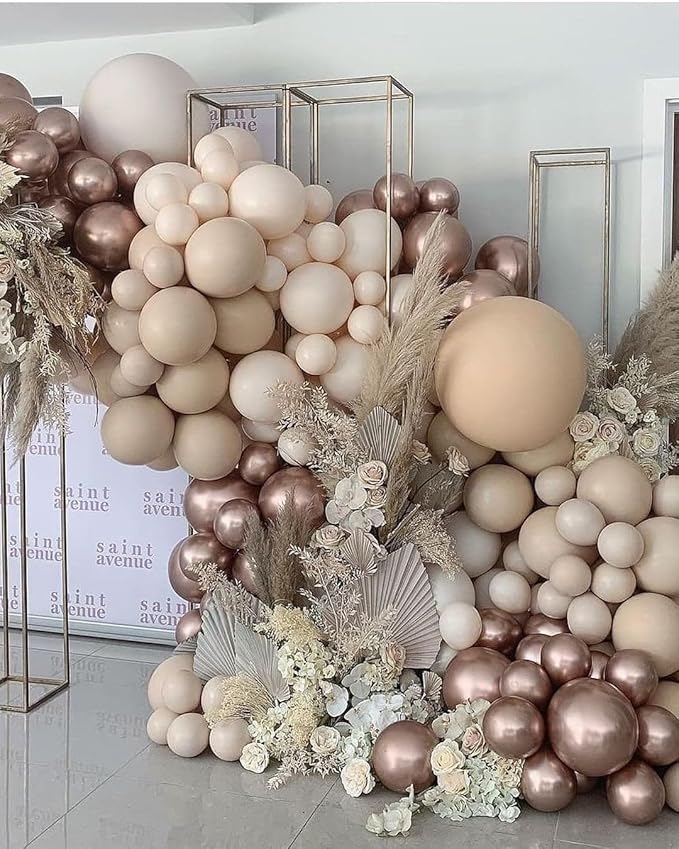 Beige Champagne Gold Balloons 60 Pcs 12 Inch Cream Tan Nude Neutral Balloons for Birthday Baby Shower Bridal Shower Wedding Party Decoration