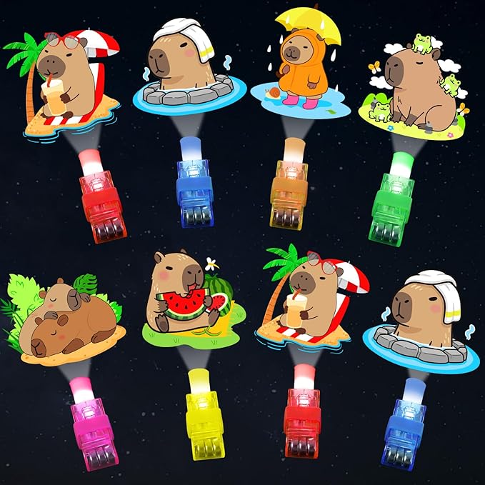 36Pcs Capybara LED Finger Lights Animal Party Favors Glow in the Dark Light Up Toys Capybara Themed Toys Bulk for Birthday Party Favors Treasure Box Goodie Bag Stuffer Birthday Gifts Classroom Prize