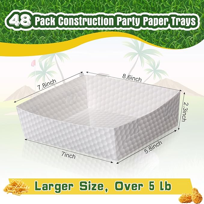 Teling 36 Pack Golf Party Supplies Large 5 lb Golf Plates Trays Bowls Paper Food Boats Disposable Nacho Serving Snack Trays Dinner Plate for Sport Themed Birthday and Tailgate Party Decorations Favors