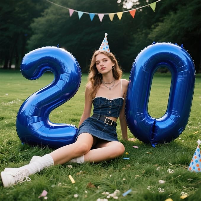 40 Inch Giant Number 0 Balloon Navy Blue Foil Balloons for 10th 20th 30th 40th 50th 60th Birthday Decorations, Baby Shower Party Supplies 100 Anniversary Events Decorations