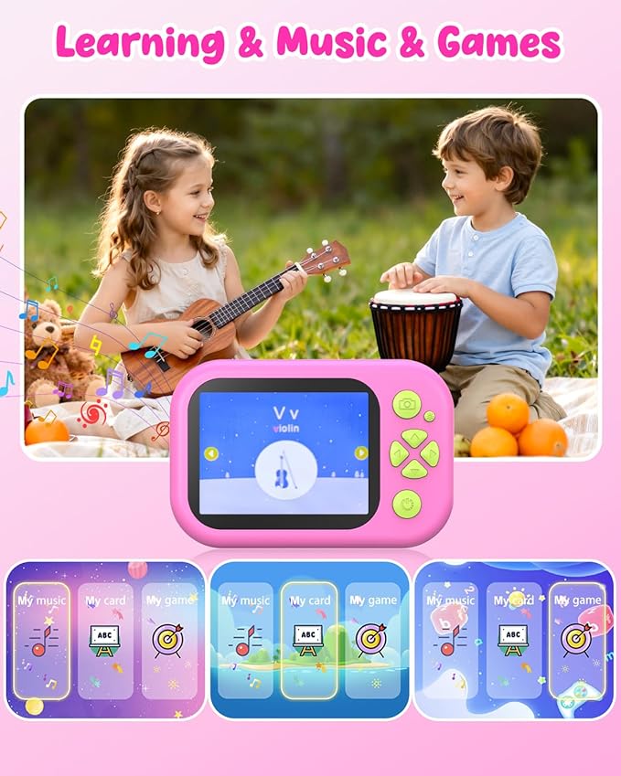 Waterproof Kids Camera, Underwater Camera for Kids 1080P Digital Video Camcorder with 2.4” Display, 32GB TF Card, Emergency LED Flash, Diving Swimming Beach Pool Toys for 3-12 Years Old Girls, Pink