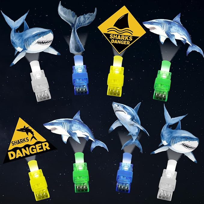 36Pcs Under the Sea LED Finger Lights Cartoon Shark Party Favors Glow in the Dark Light Up Finger Lights Ocean Animal Themed Toys Bulk for Birthday Party Goodie Bag Stuffer Birthday Classroom Prize