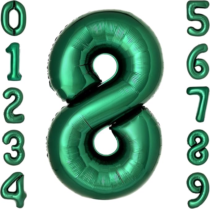 Dark Green Number 8 Balloons Large Emerald Green Number Balloons 40 Inch Jungle Safari Birthday Party Supplies Graduation Decorations Forest Green 8 Balloon