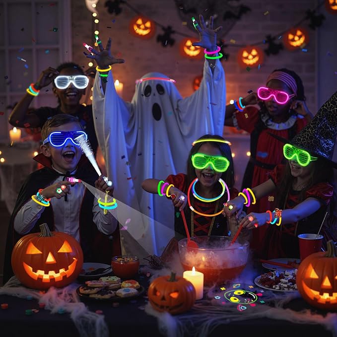 LovesTown 260PCS Glow in the Dark Party Supplies for Kids Adults, Light up Party Favors with LED Glasses Glow Sticks Finger Lights Light up Rings for Easter Basket Stuffers Raves Accessories