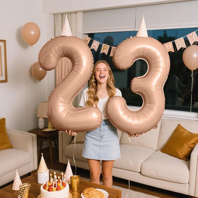 40 Inch Caramel Balloon Number 2 Balloon,Number Balloons Big Giant Jumbo Number 2 Foil Mylar Balloons for 12th Birthday Party Anniversary Events,Wedding Anniversary Party Decorations