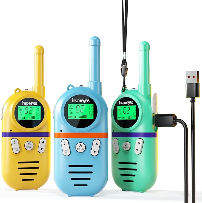 Walkie Talkies for Kids Rechargeable,Toys for Boys and Girls Ages 3-12, 3 Pack Long Range 2-Way Radios, Birthday Gifts,Christmas Stockings, Outdoor Play, Family Games, Hiking Camping Gear