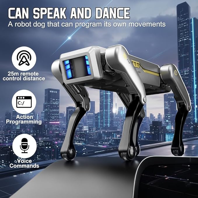EVADA Smart Robot Dog Robotic Puppy Dog, APP/Handle Remote Control with 20+ Actions Programming Interactive Voice Commands, Durable Rechargeable Christmas New Year Companion Gift for Kids Adults