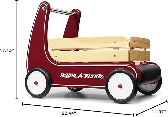 Radio Flyer Classic Walker Wagon, Red, for Kids 1-4 Years Old, Resistance Clickers to Control Speed, Baby Push Walker with Furniture Bumper, for Indoor Play