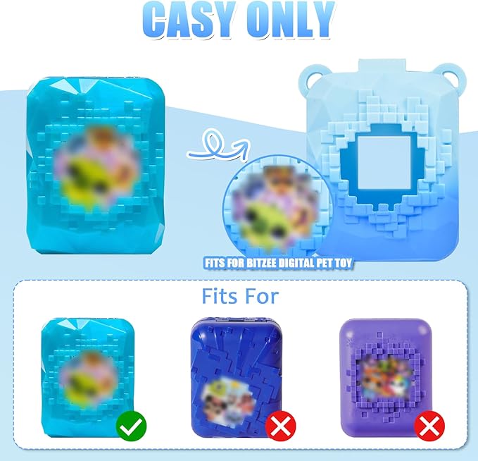 Silicone Cover Case Compatible with Bitzee Magicals Interactive Toy Digital Pet, Protective Sleeve Skin with Detachable Shoulder Strap for Virtual Electronic Pets & Accessories (Bag Only) - Blue