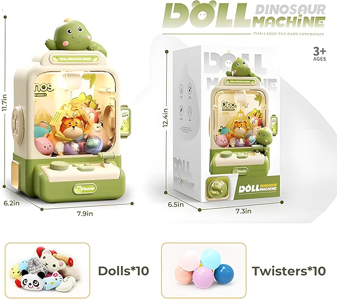 Claw Machine for Kids,Dinosaur Small Mini Vending Machine with 20Pcs Prizes