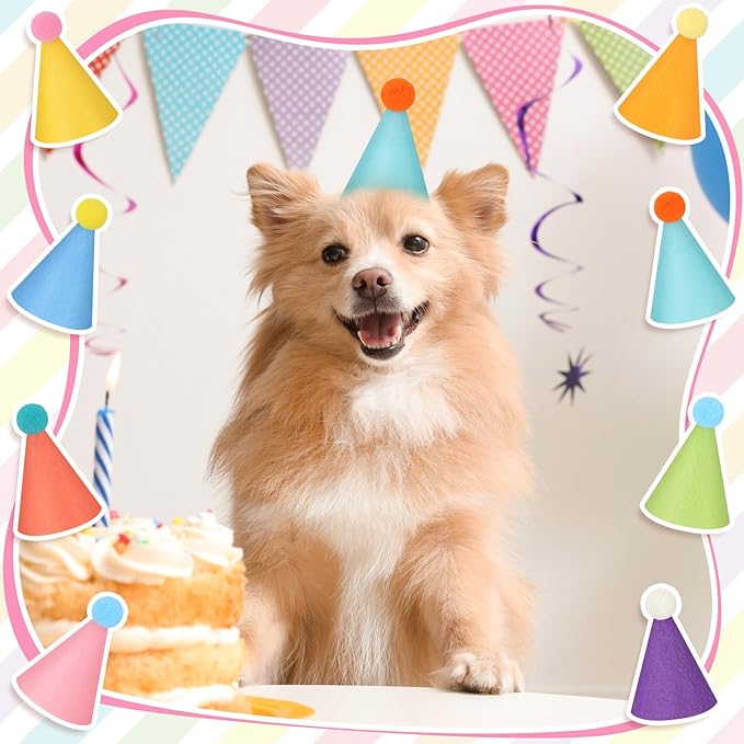 24 Pcs Mini Party Hat for Stuffed Animals Birthday Hat Decor for Doll Pets Dog Cat Rabbit Puppies Costume
