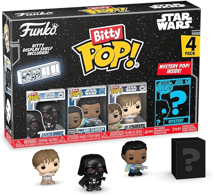 Funko Pop Bitty: Star Wars - Darth Vader, Lando Calrissian, Luke Skywalker and Yoda, & Mystery Chase Figure - (Styles May Vary) and A Surprise Mystery Mini Figure - 0.9 Inch (2.2 Cm)