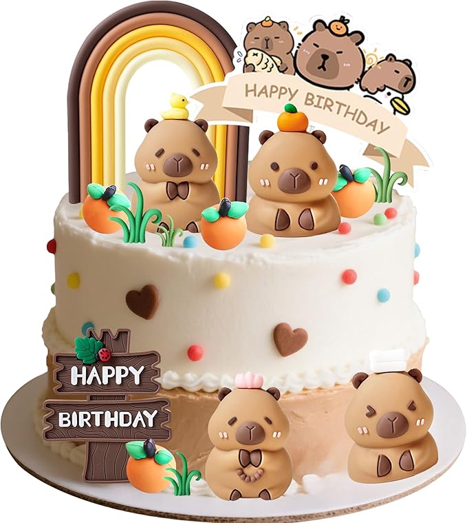 Capybara Cake Toppers Mini Blowfish Party Supplies for Capybara Birthday Party Supplies Shower Favors